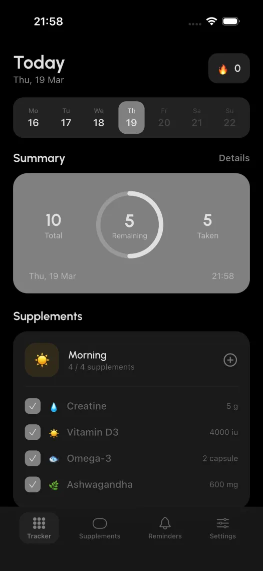 GymDose dark mode stealth theme