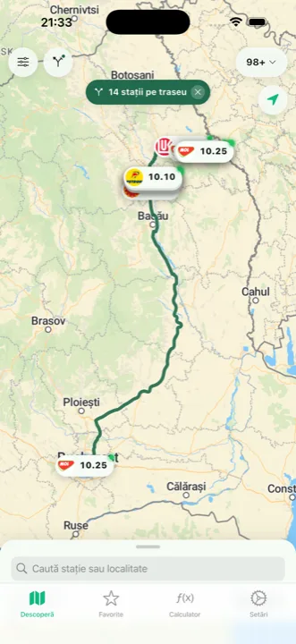 Cheapest stations along your route in the Litru app