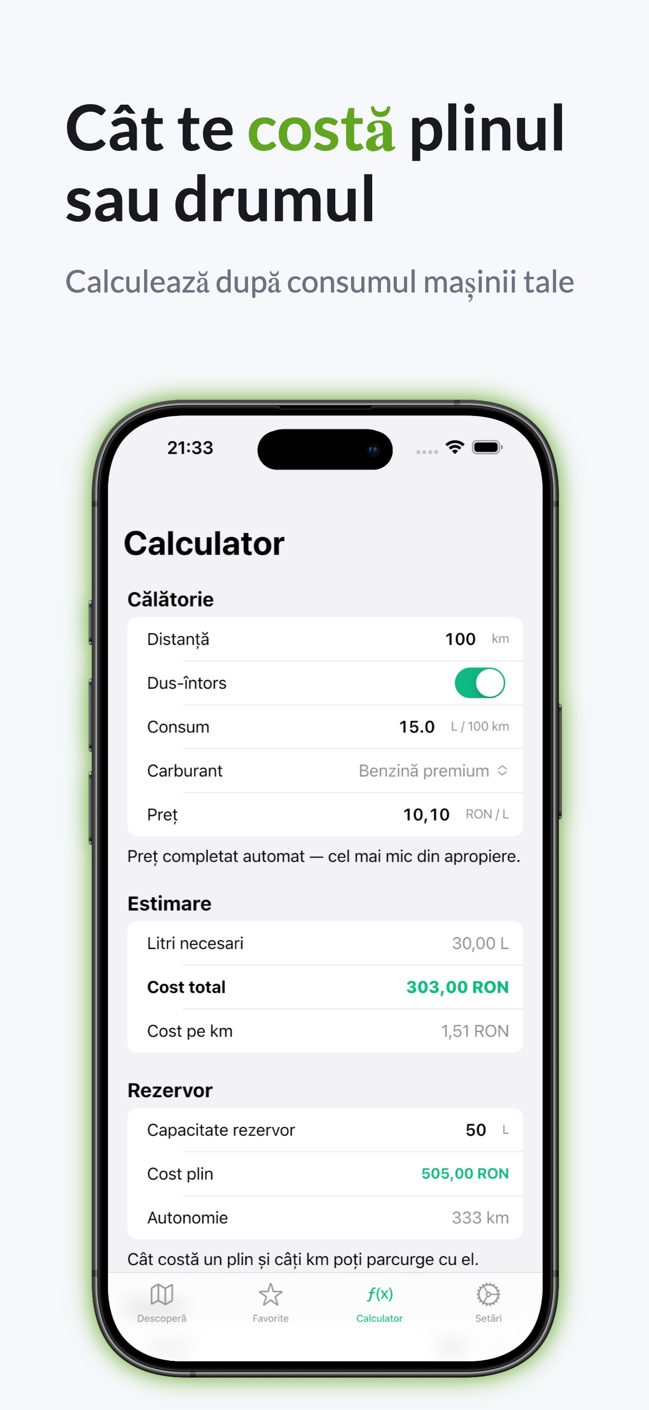 Litru route planner showing stations along your way