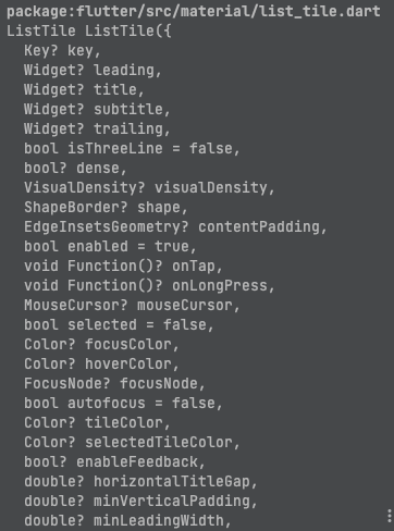 ListTile properties for Flutter