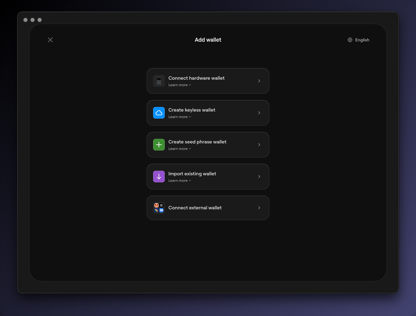 OneKey desktop app — Create new wallet screen
