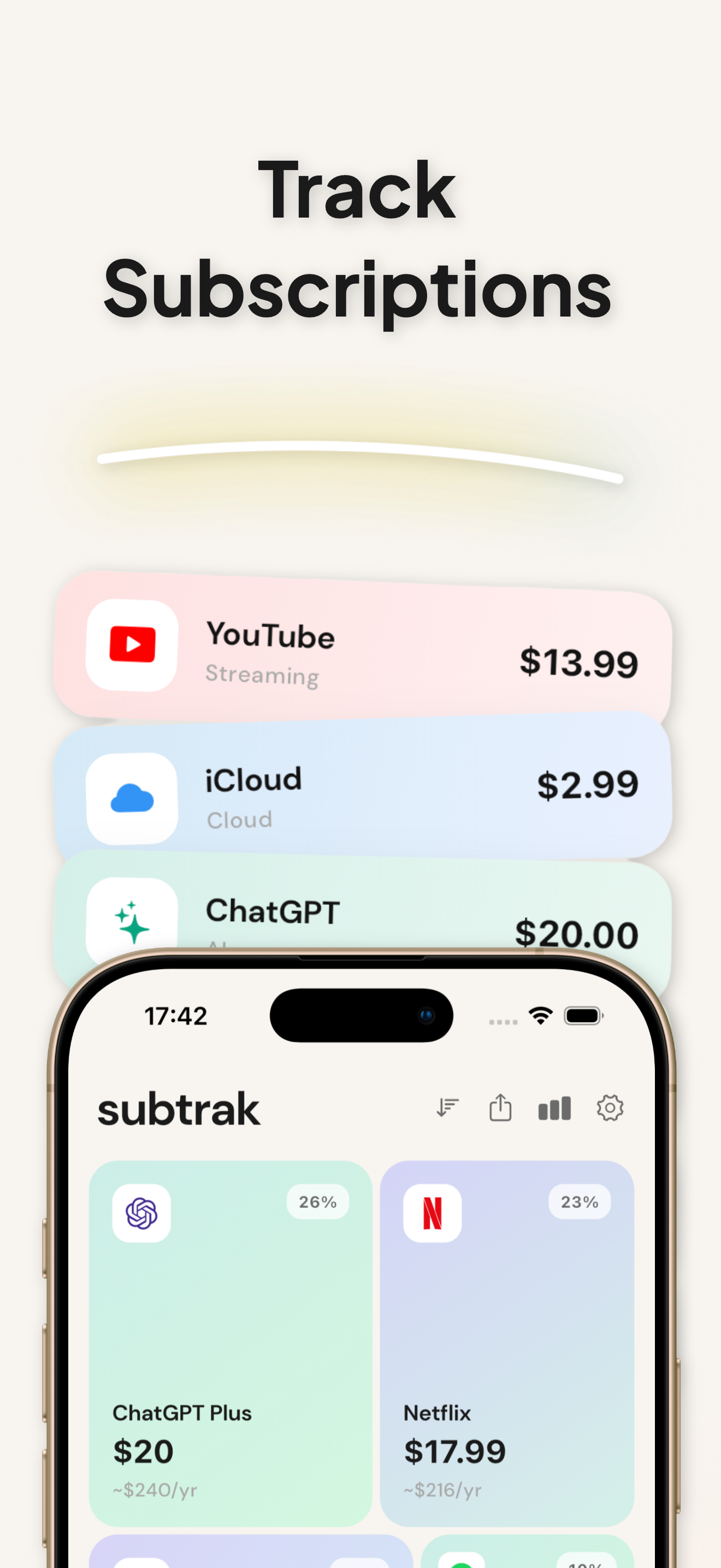 Subtrak screenshot